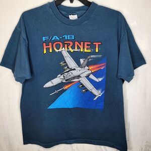 Vintage F/A-18 Hornet Jet Aviation T Shirt Size XL